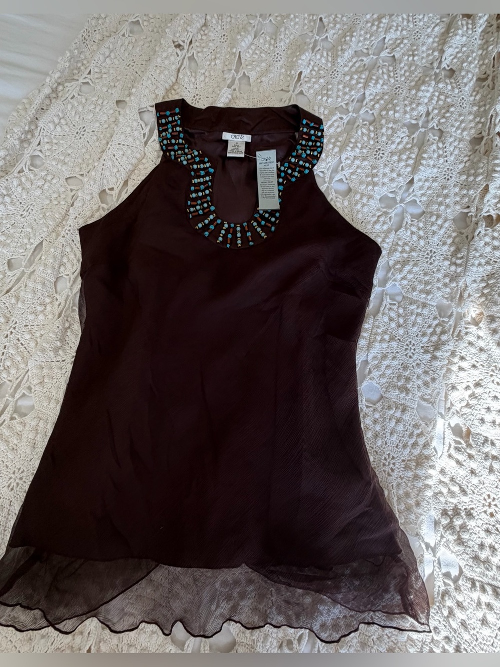 NWT Y2K Silk Cache Top.